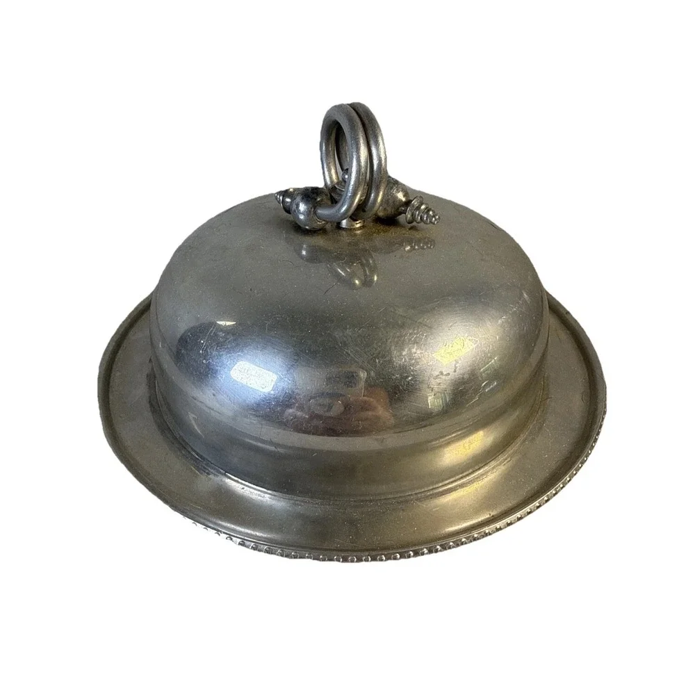 Vintage BW Buenilum Covered Hammered Aluminum Butter‎ Cheese Dish 1950s MCM